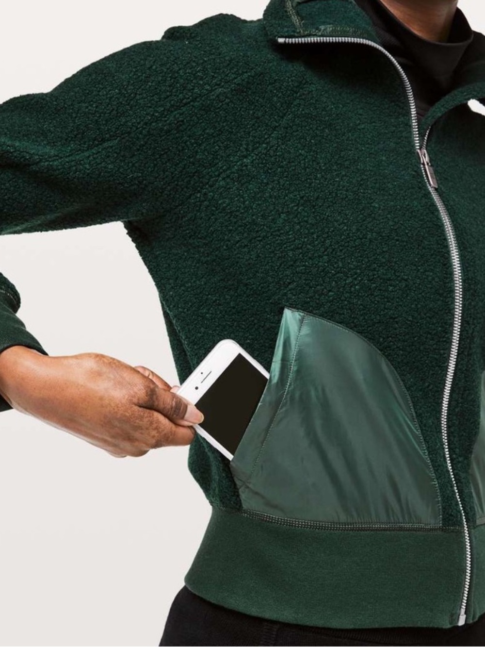 Lululemon So Sherpa Jacket Malachite Green Wool Blend Fleece Size 8